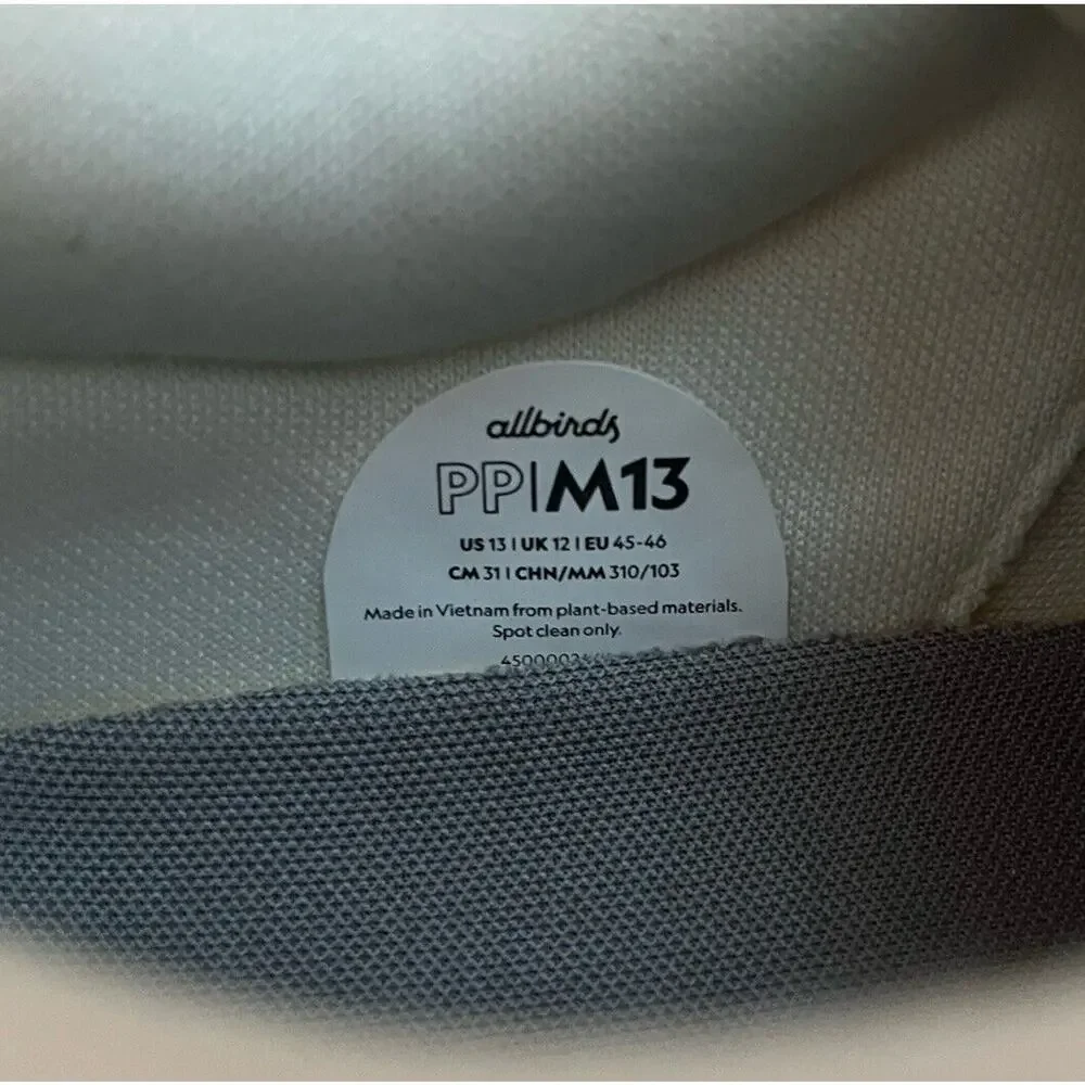 Allbirds plant-based leather pushes sneakers, Size 13, cream color, outdoor